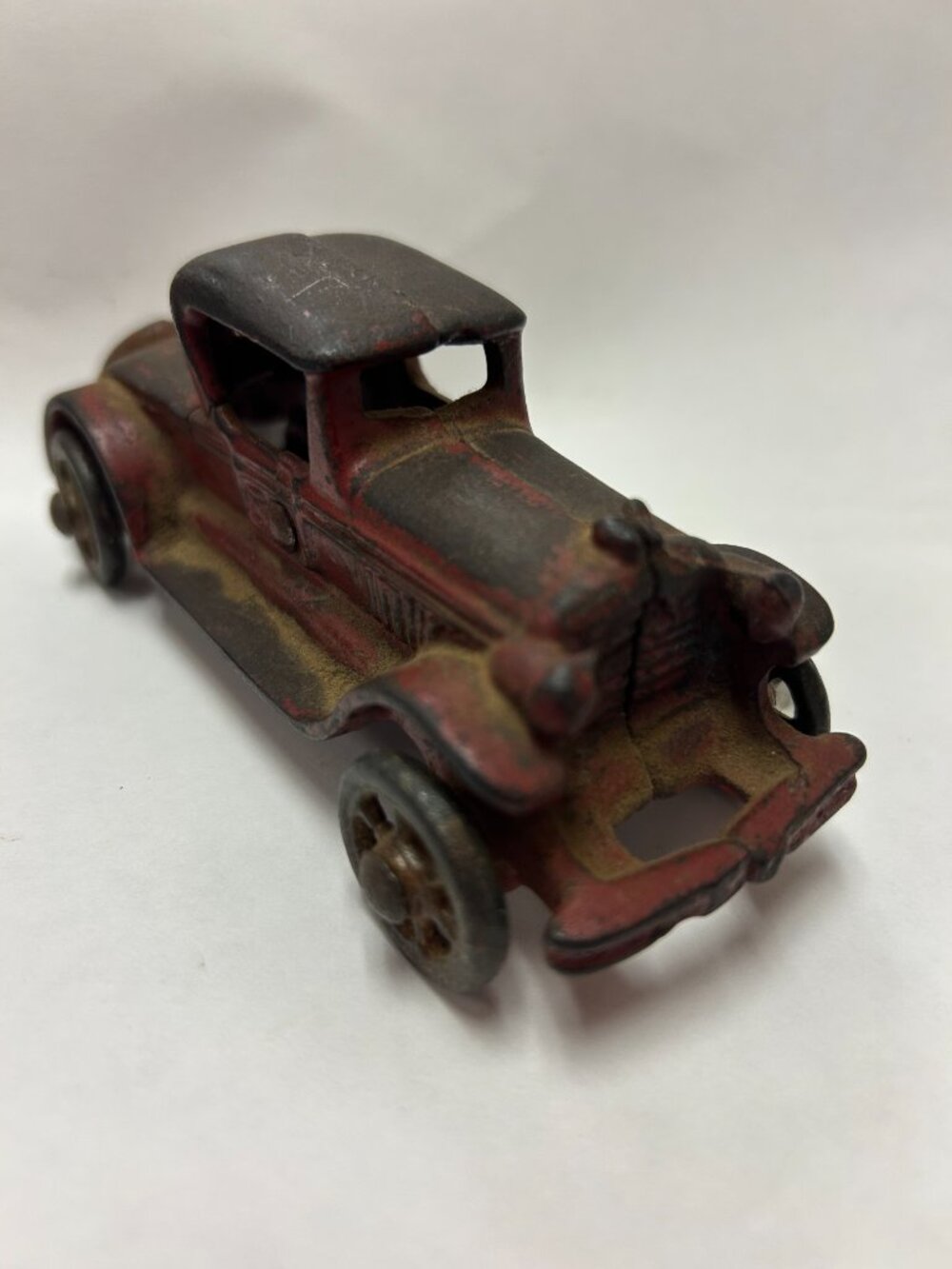 Antique 1920s A.C. Williams Cast Iron Pierce Arrow Coupe Toy Car Red Paint